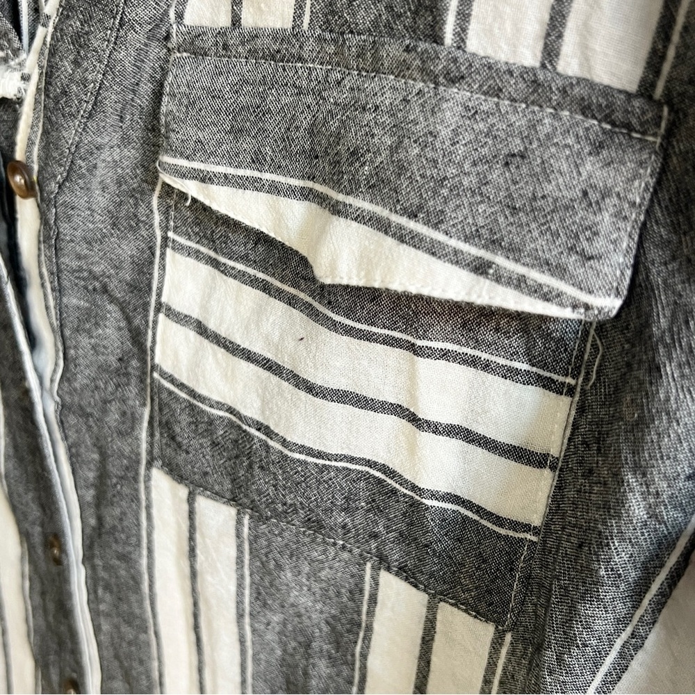 She + Sky Stripe Cotton Tie Back Button Blouse SZ S - Picture 4 of 6
